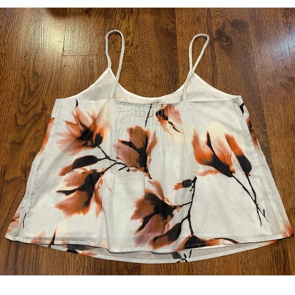 Nordstrom Women’s Pintuck Floral Print Camisole White Size Small Elegant Style - Picture 2 of 8